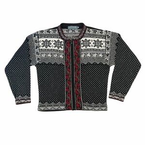 Icelandic Sweater Wool Fair Isle Nordic Full Zip Jacket Size Small